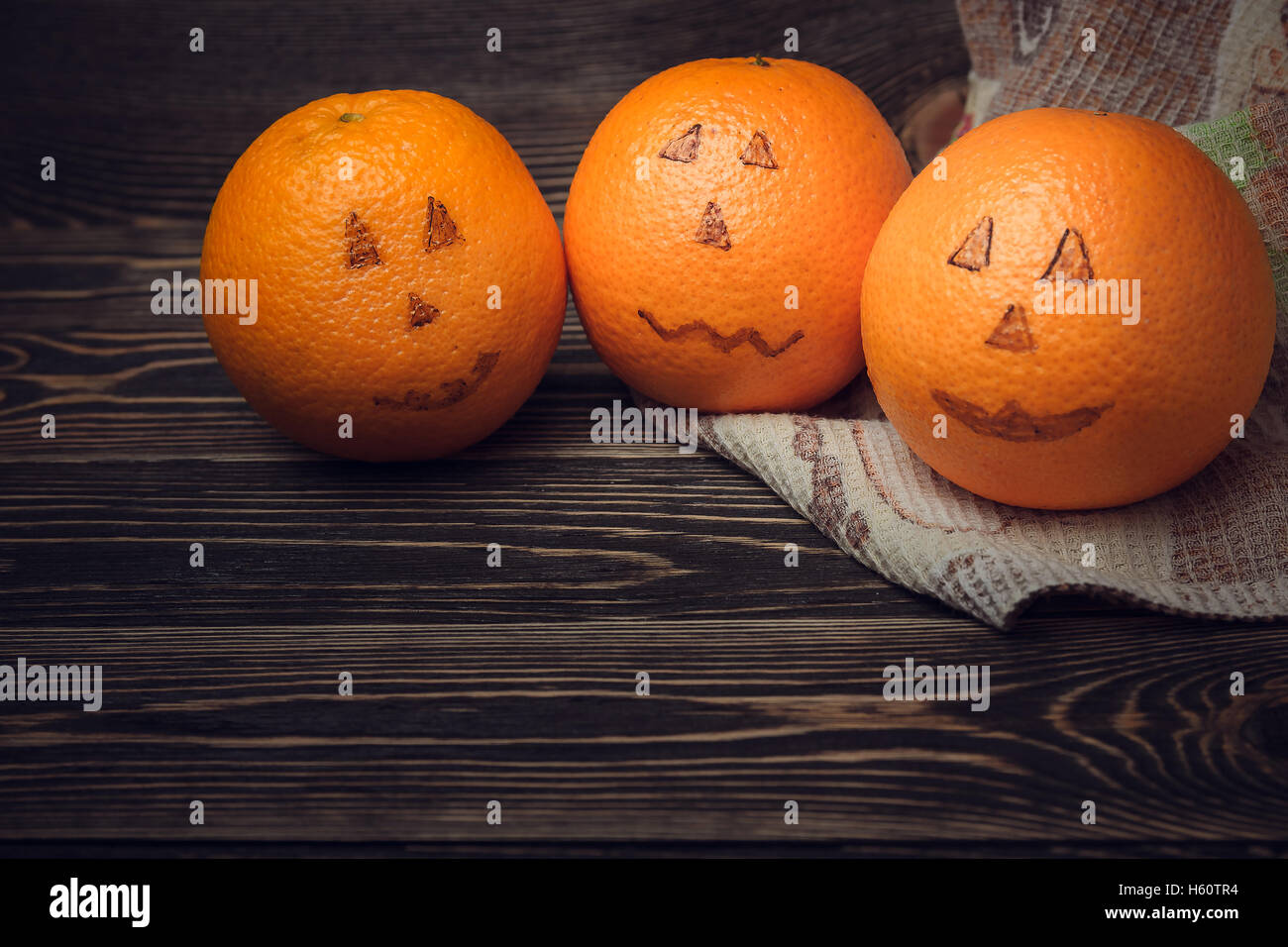 Halloween still life with orange Stock Photo