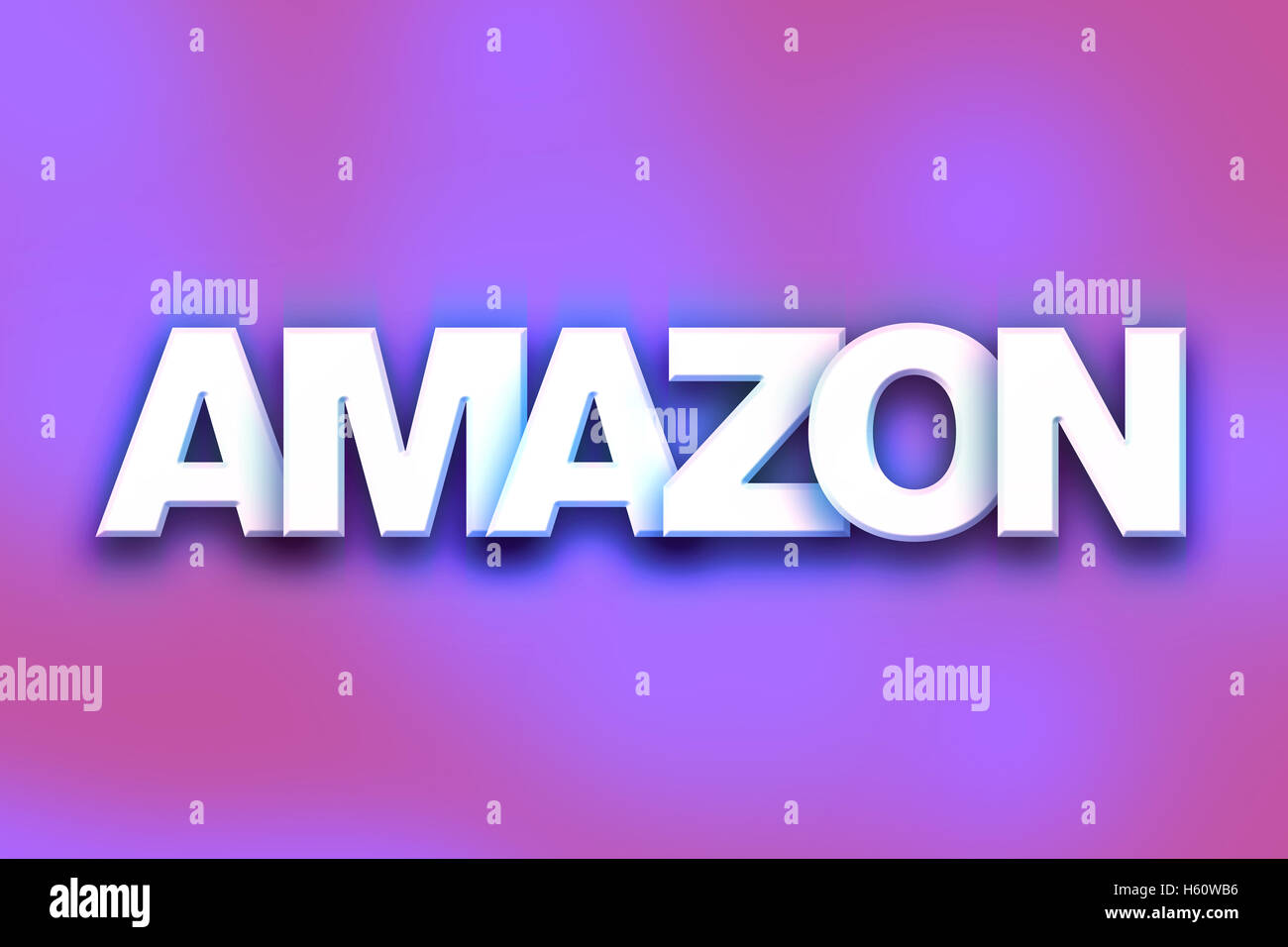 The word "Amazon" written in white 3D letters on a colorful background concept and theme Stock