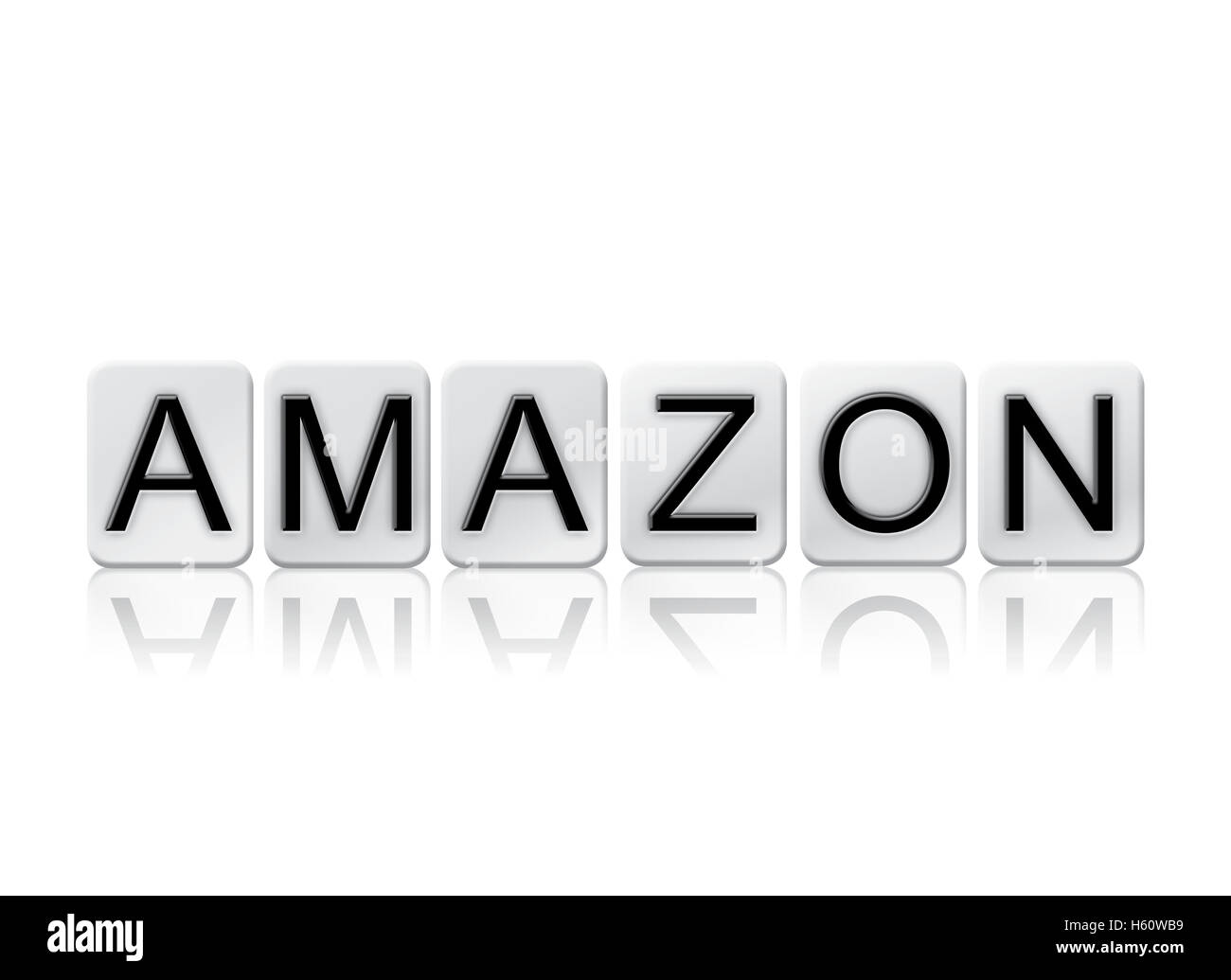 The word "Amazon" written in tile letters isolated on a white background Stock Photo Alamy