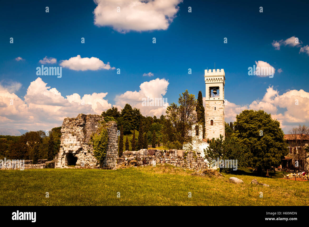 A ruined Italian castle in a spring day Stock Photo - Alamy