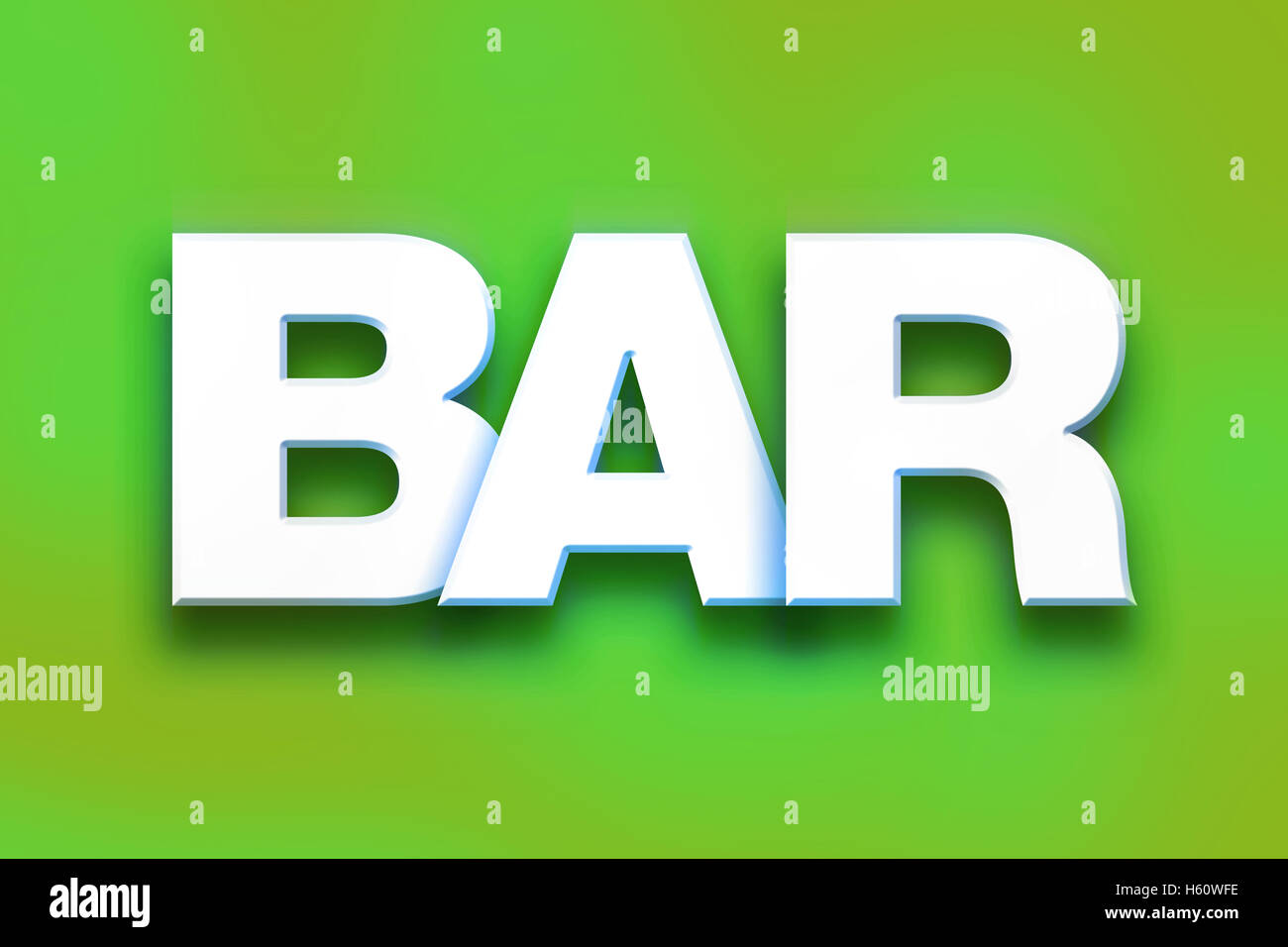 The word "Bar" written in white 3D letters on a colorful background
