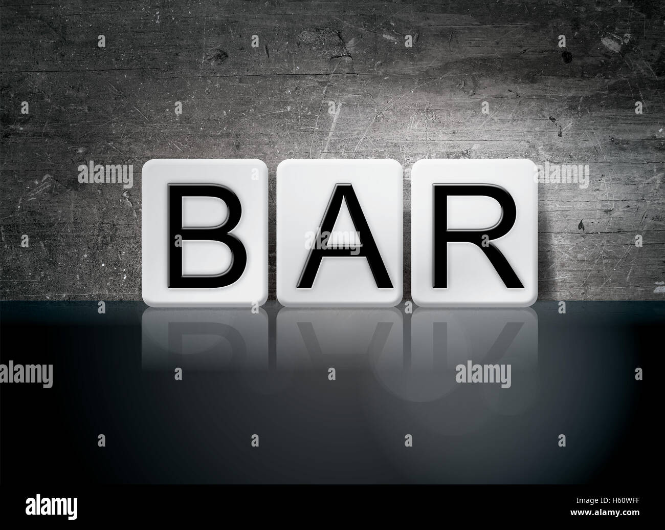 The word "Bar" written in white tiles against a dark vintage grunge