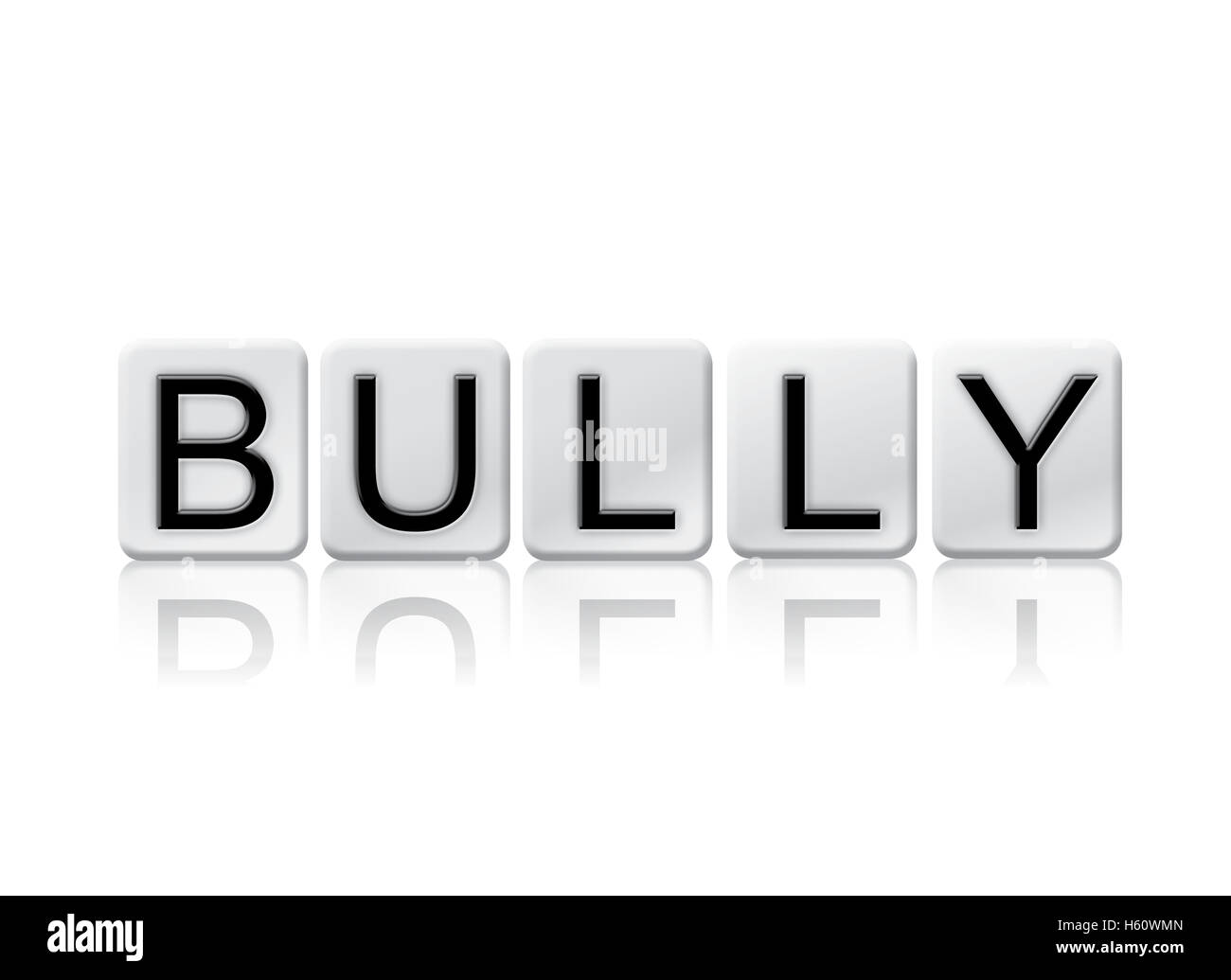 The Word "Bully" Written In Tile Letters Isolated On A White Background ...