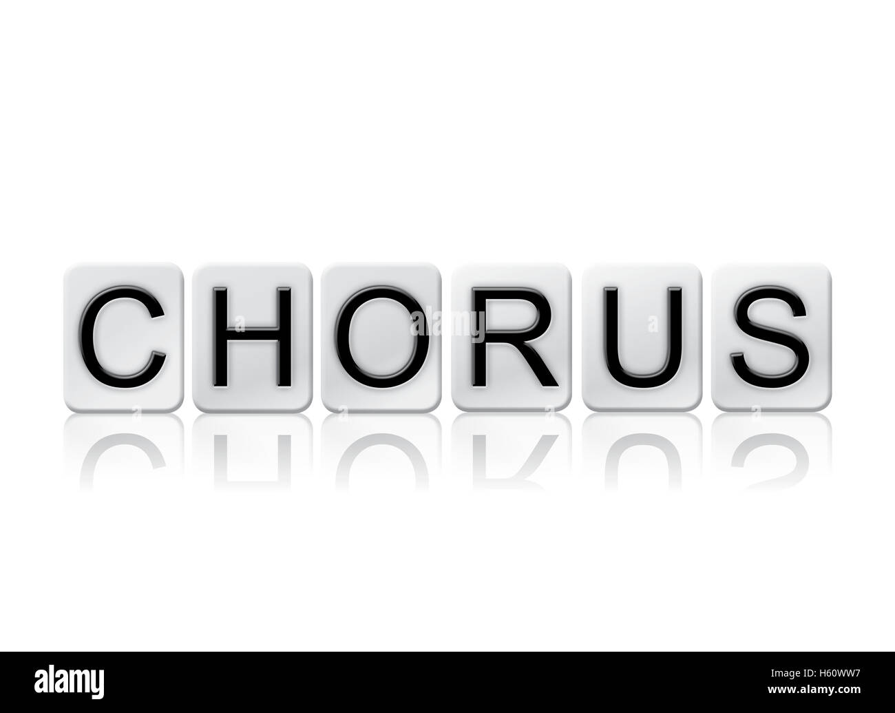 The word "Chorus" written in tile letters isolated on a white
