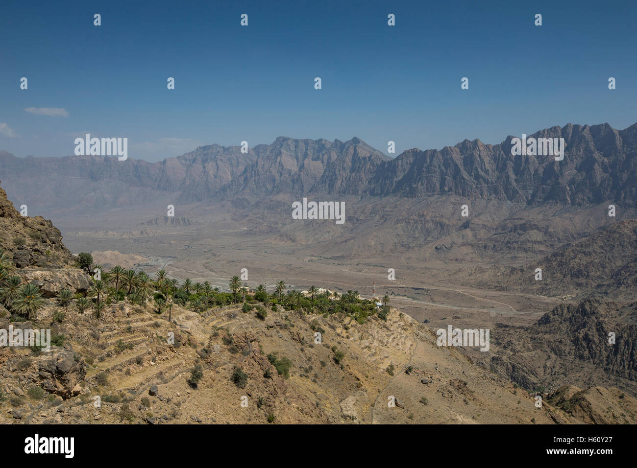 village in mountains of remote area of Oman Stock Photo
