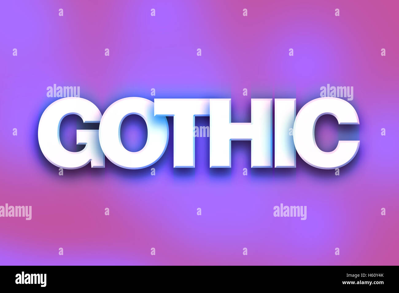 The word "Gothic" written in white 3D letters on a colorful background