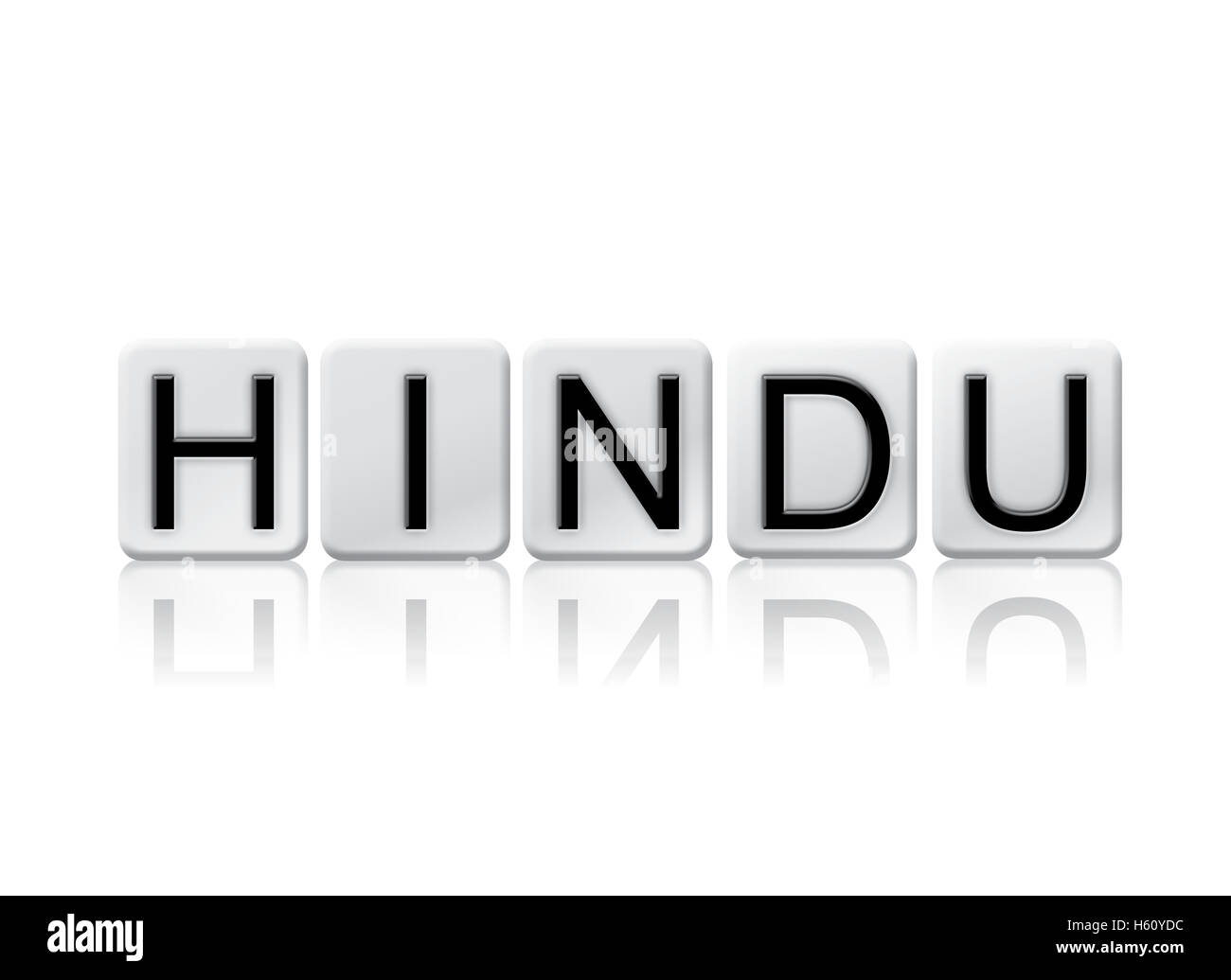The word "Hindu" written in tile letters isolated on a white background