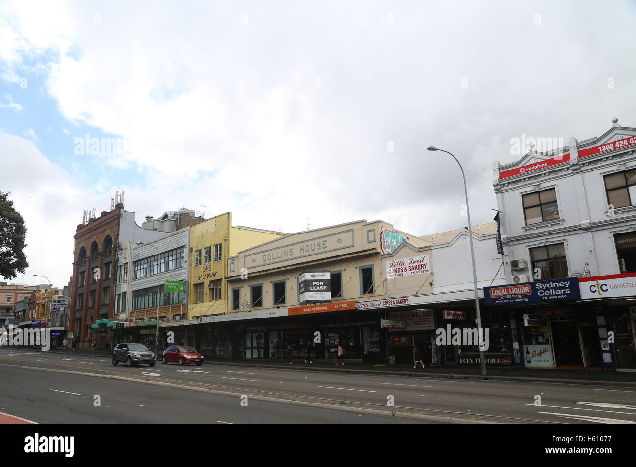 Buildings at the eastern end of Parramatta Road, Sydney between Glebe Point Road and Bay Street. Stock Photo