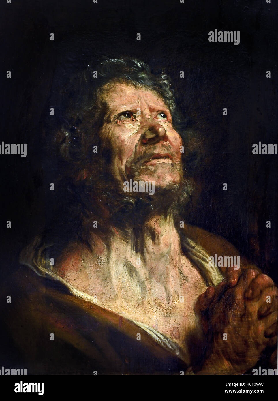 Portrait of an apostle with folded hands 1618 Anton - Antoon - Anthony  van Dyck 1599-1641 Flemish Belgian Belgium Stock Photo