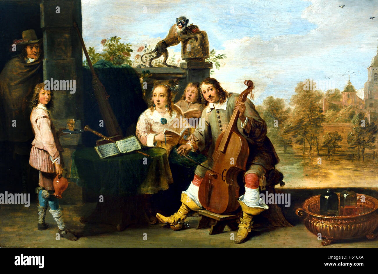 The Painter and his Family 1645 by David Teniers the Younger (1610–1690)  Belgian Belgium Flemish Stock Photo