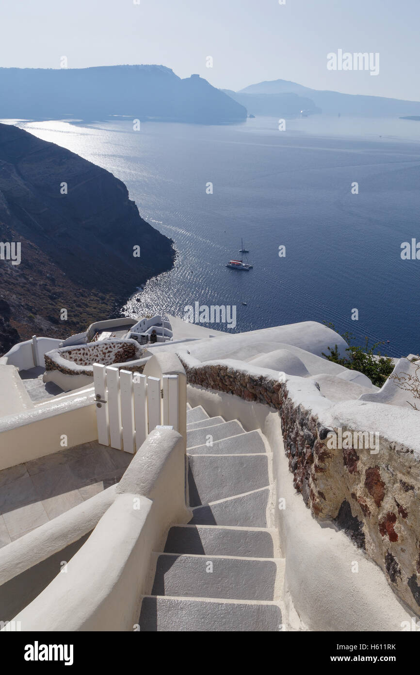 landscape with steps in Oia on Santorini Stock Photo