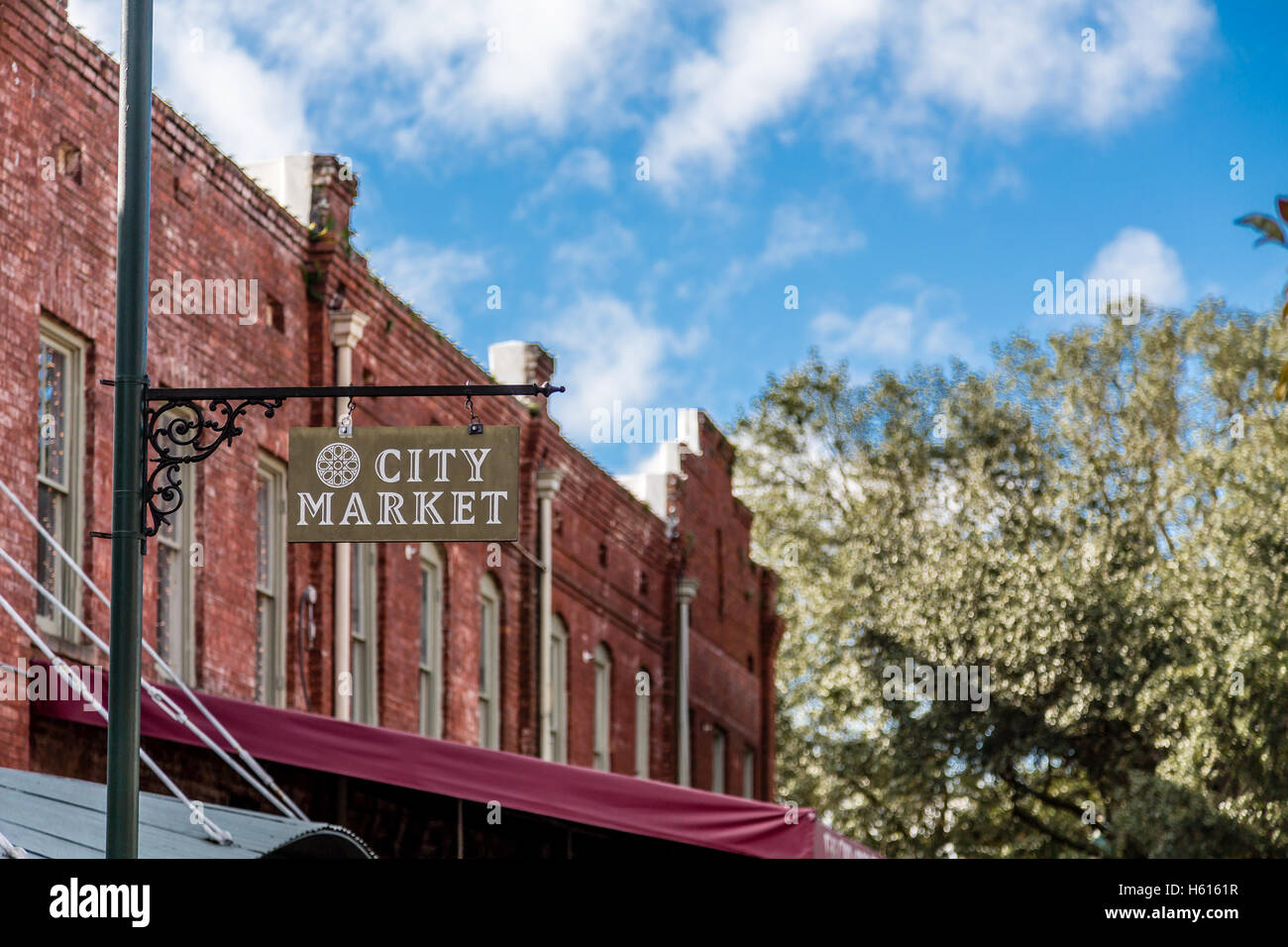 Sign for the old City Market in downtown Savannah Stock Photo Alamy