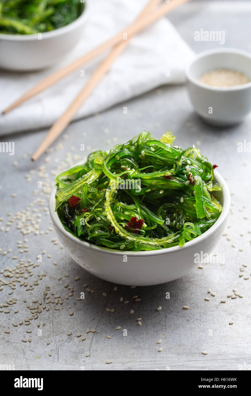Serving of delicious Japanese seaweed salad Stock Photo Alamy