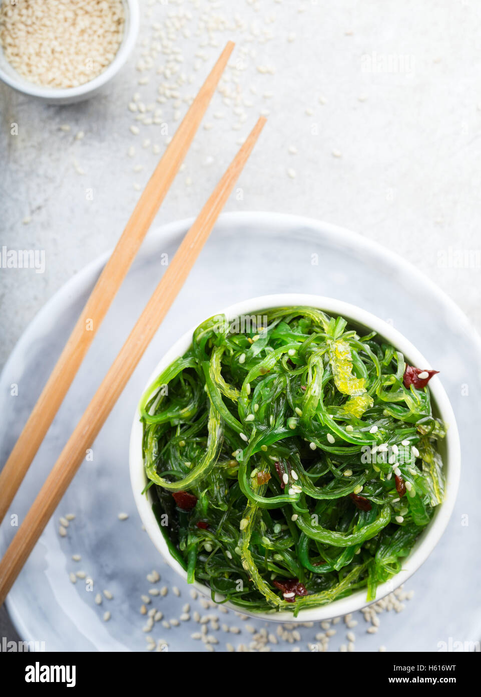 Healthy nutritious salad with seaweed Stock Photo