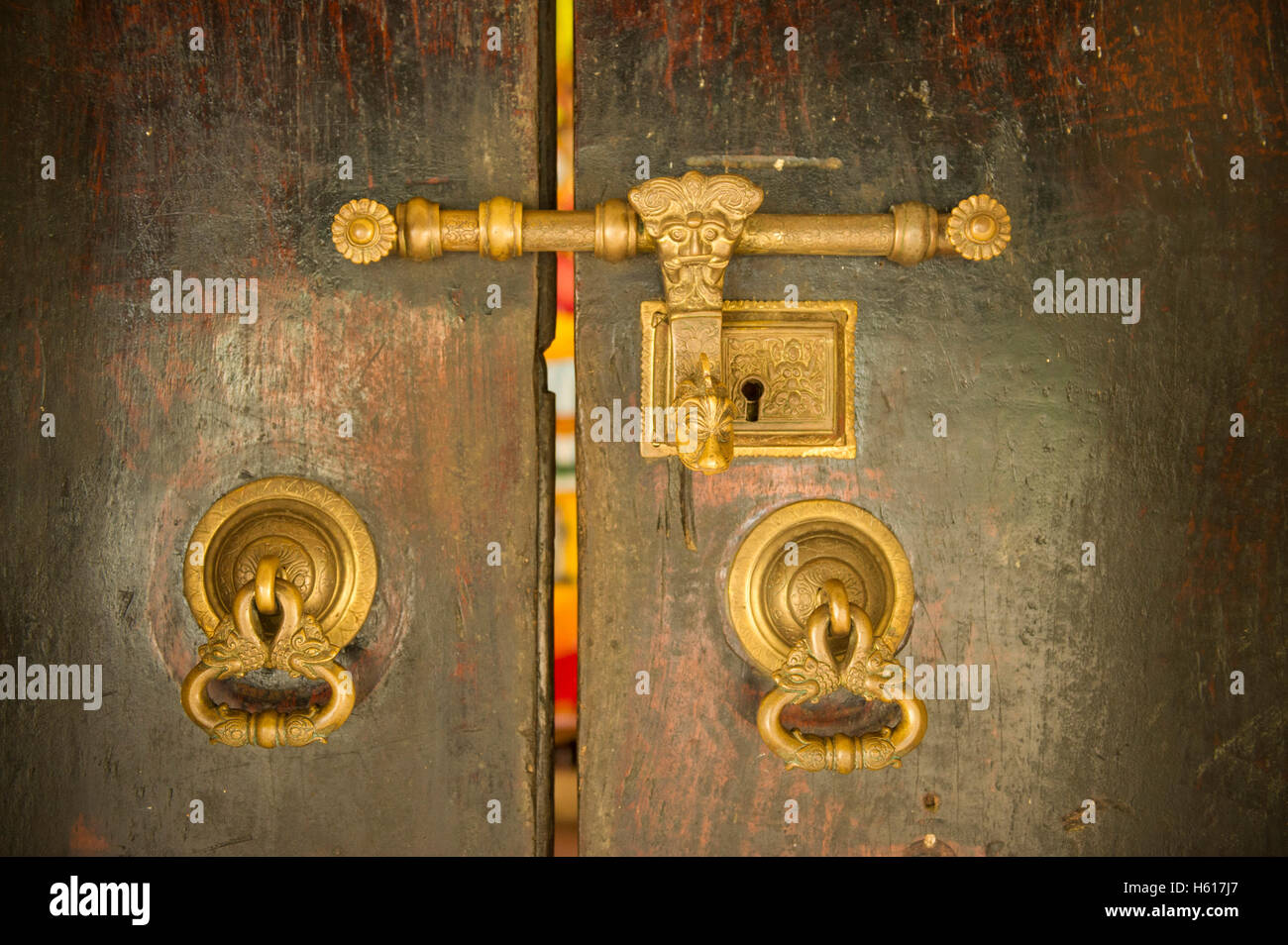 Ancient Lock Embekke Devale Temple Kandy Sri Lanka Stock Photo