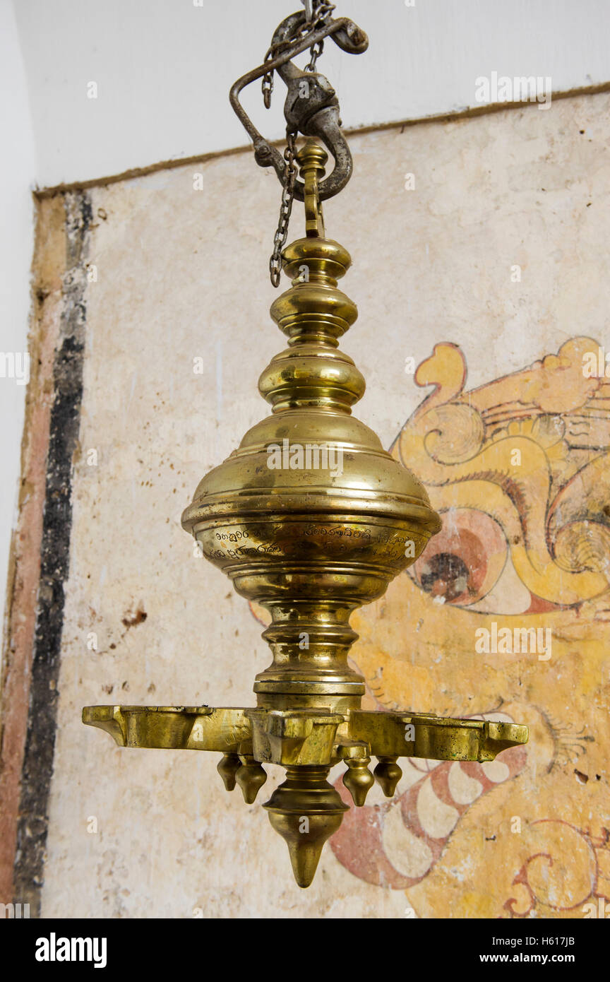 Hanging candle lamp, Lankatilake Temple from the 14th century, Kandy
