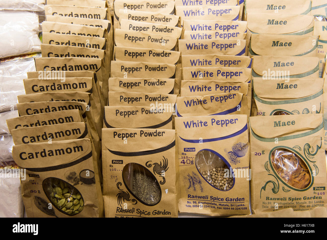 Spice shop, Spice garden, Matale, Sri Lanka Stock Photo