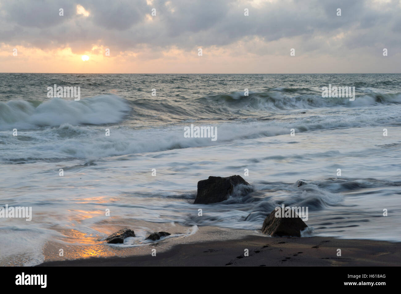 Beach at sunset, Negombo, Sri Lanka Stock Photo