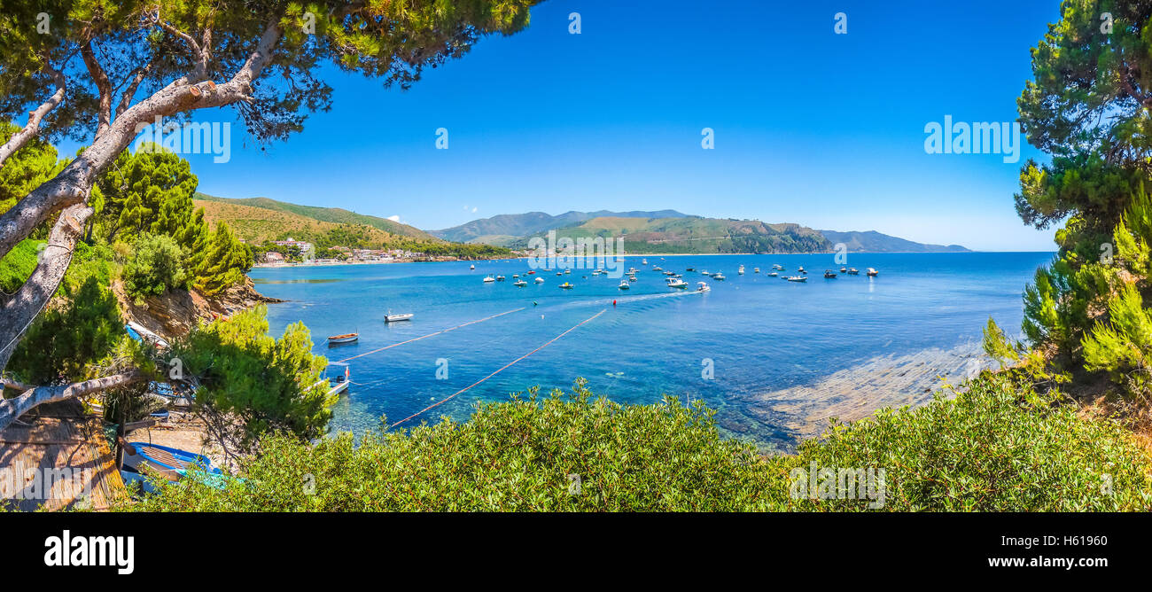 Panoramic view of beautiful coastal landscape at the Cilentan Coast ...