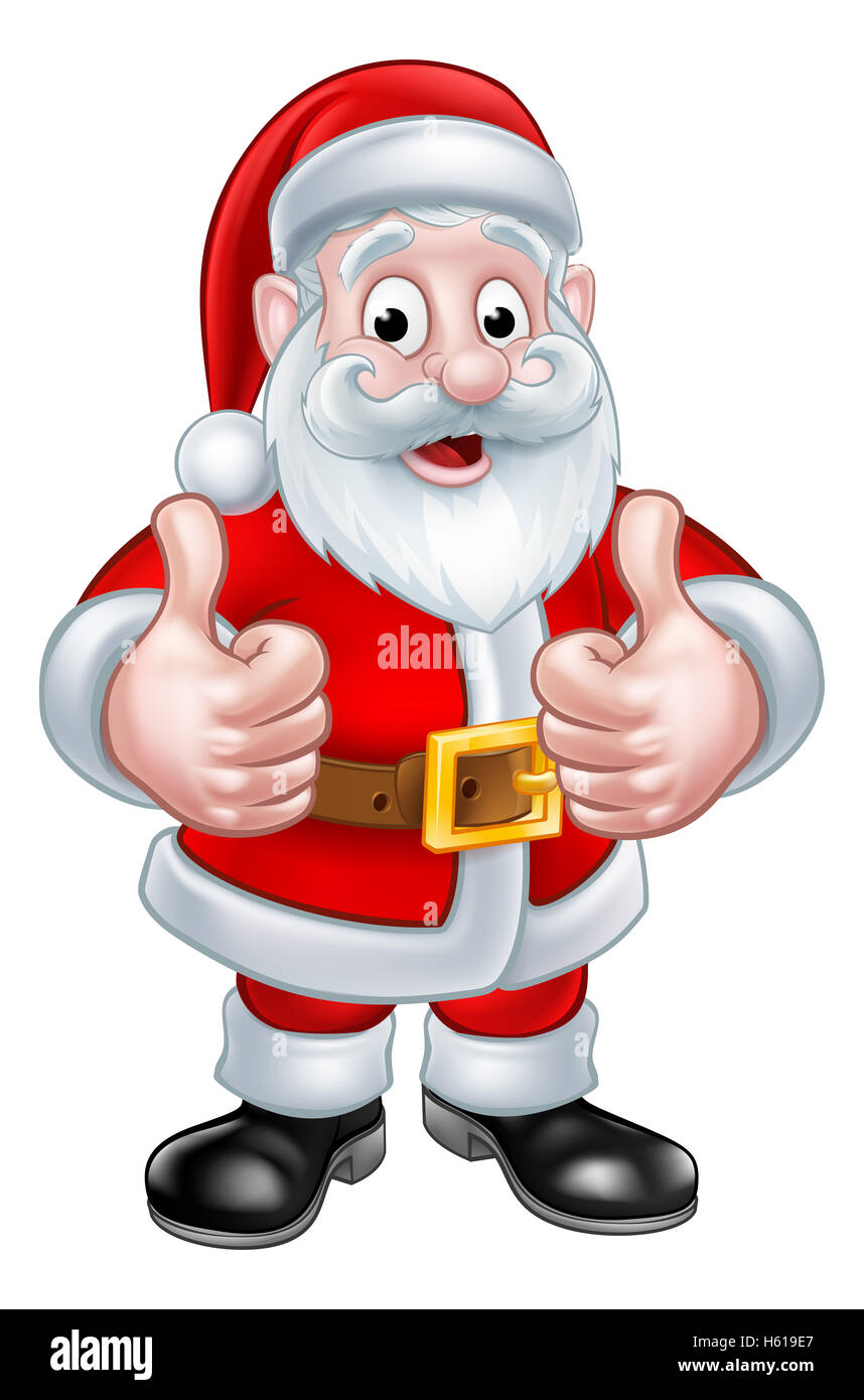 Santa Claus Christmas cartoon character giving a thumbs up Stock Photo