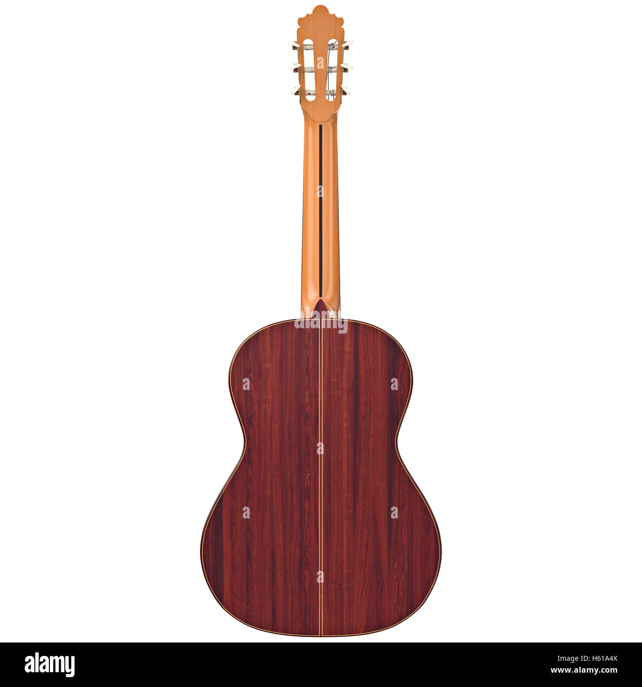 Classical wooden guitar, back view Stock Photo Alamy