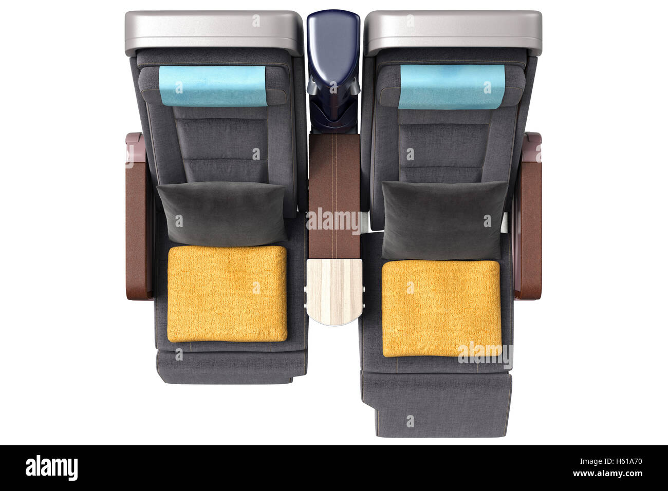 Aircraft chairs with towels, top view Stock Photo Alamy