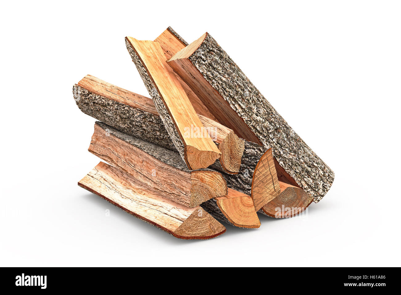 Firewood stack chopped Stock Photo