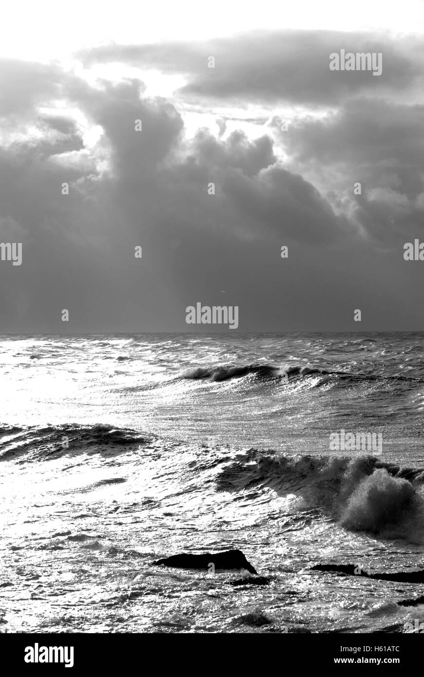 UK, Dorset, Portland Bill, Winter Storm Stock Photo