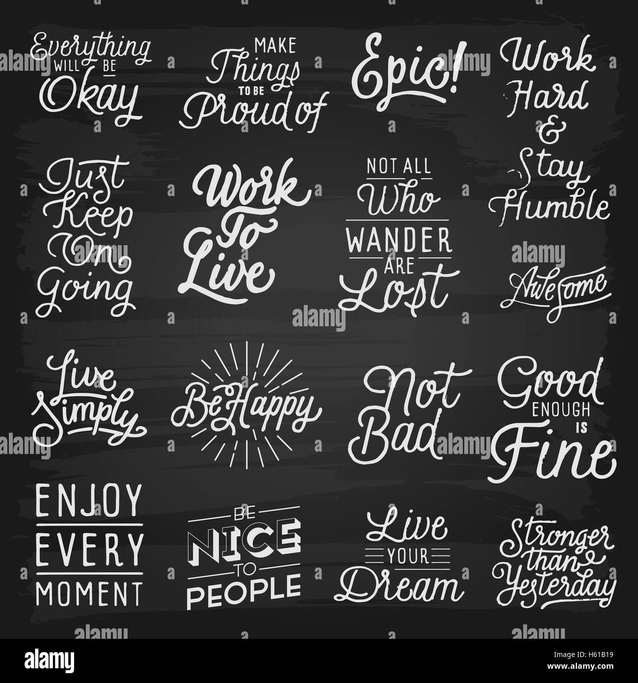 Hand drawn lettering slogans Stock Photo Alamy