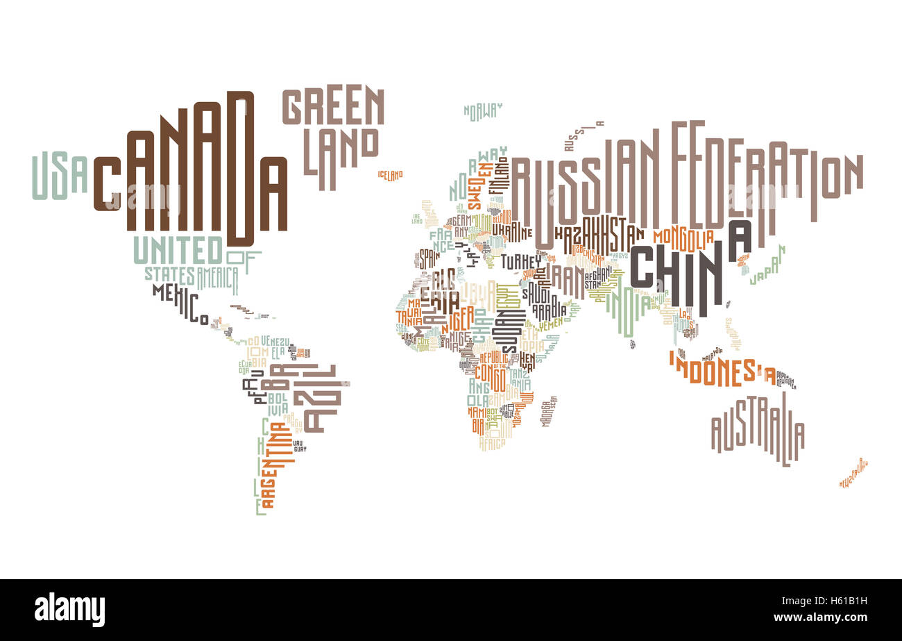 Map of the world with names hires stock photography and images  Alamy