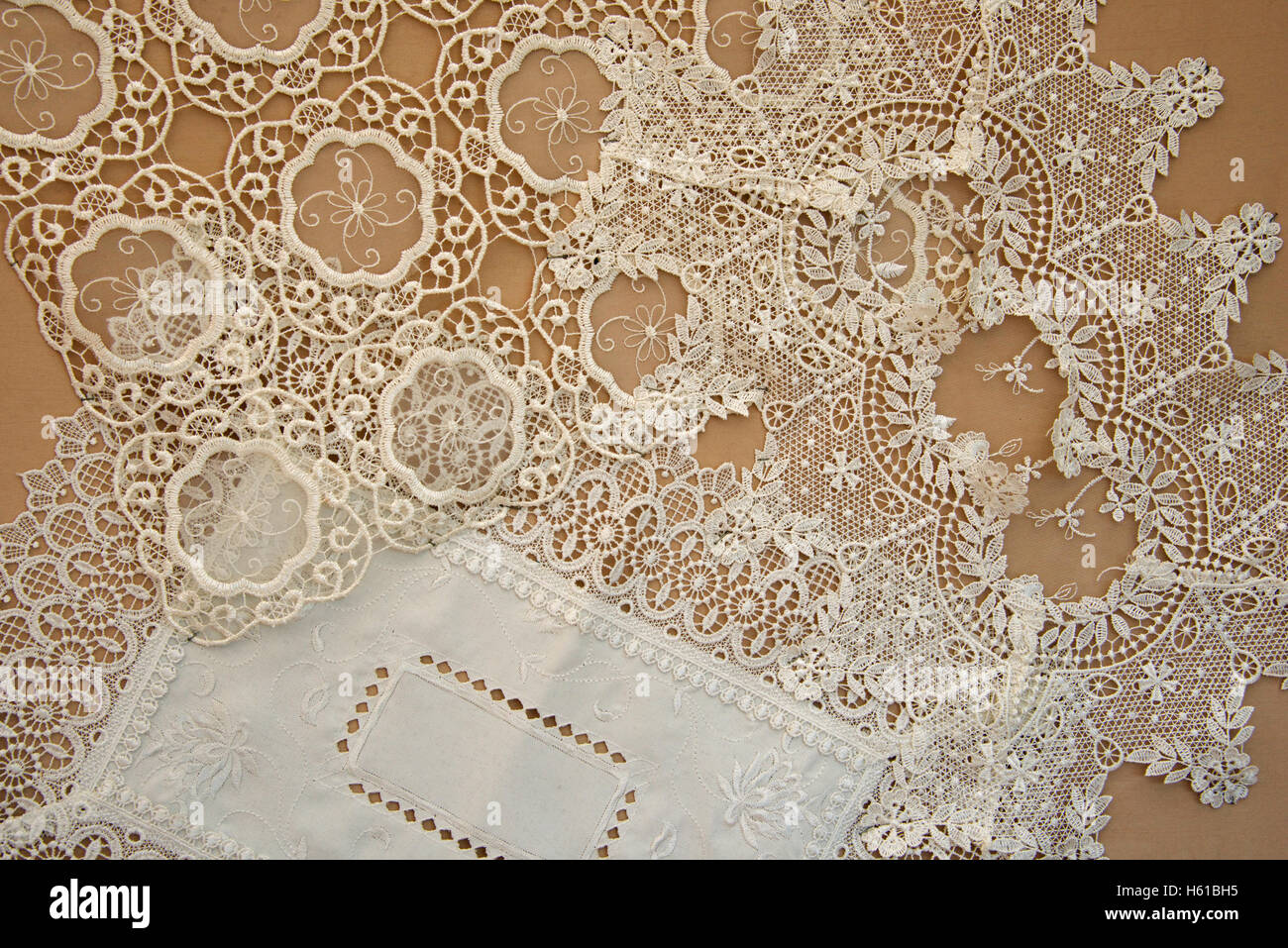 Delicate lace table mats, Burano, Venice Stock Photo Alamy