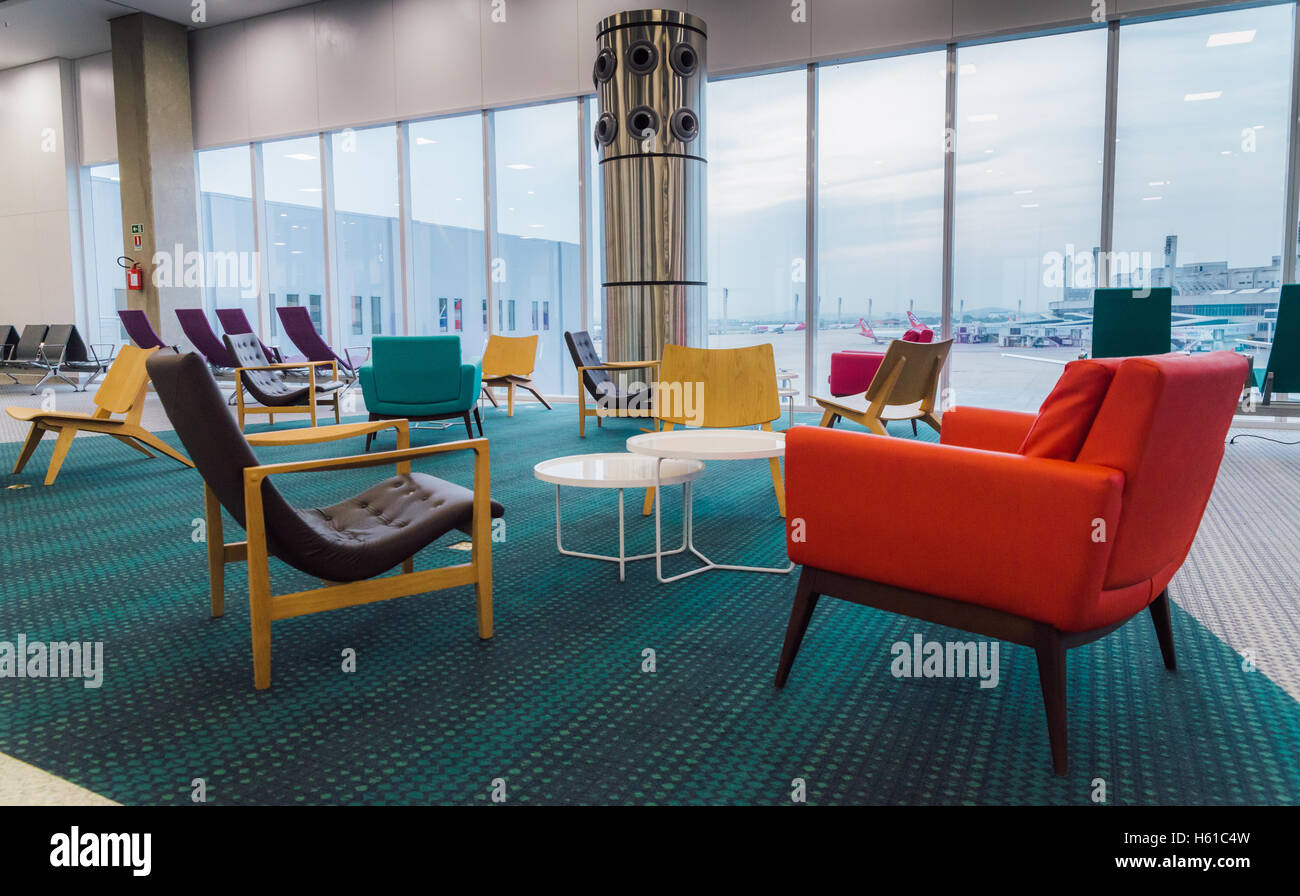 Lounge chairs at Rio de Janeiro's International Airport, Brazil Stock Photo