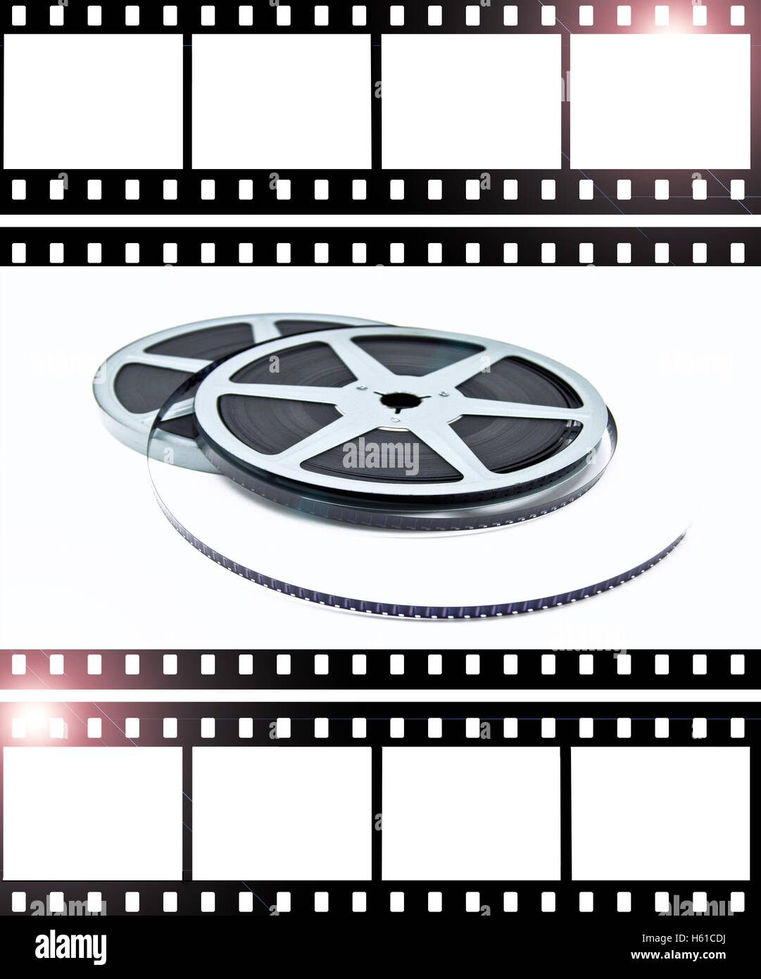 Film Reels on a white background Stock Photo