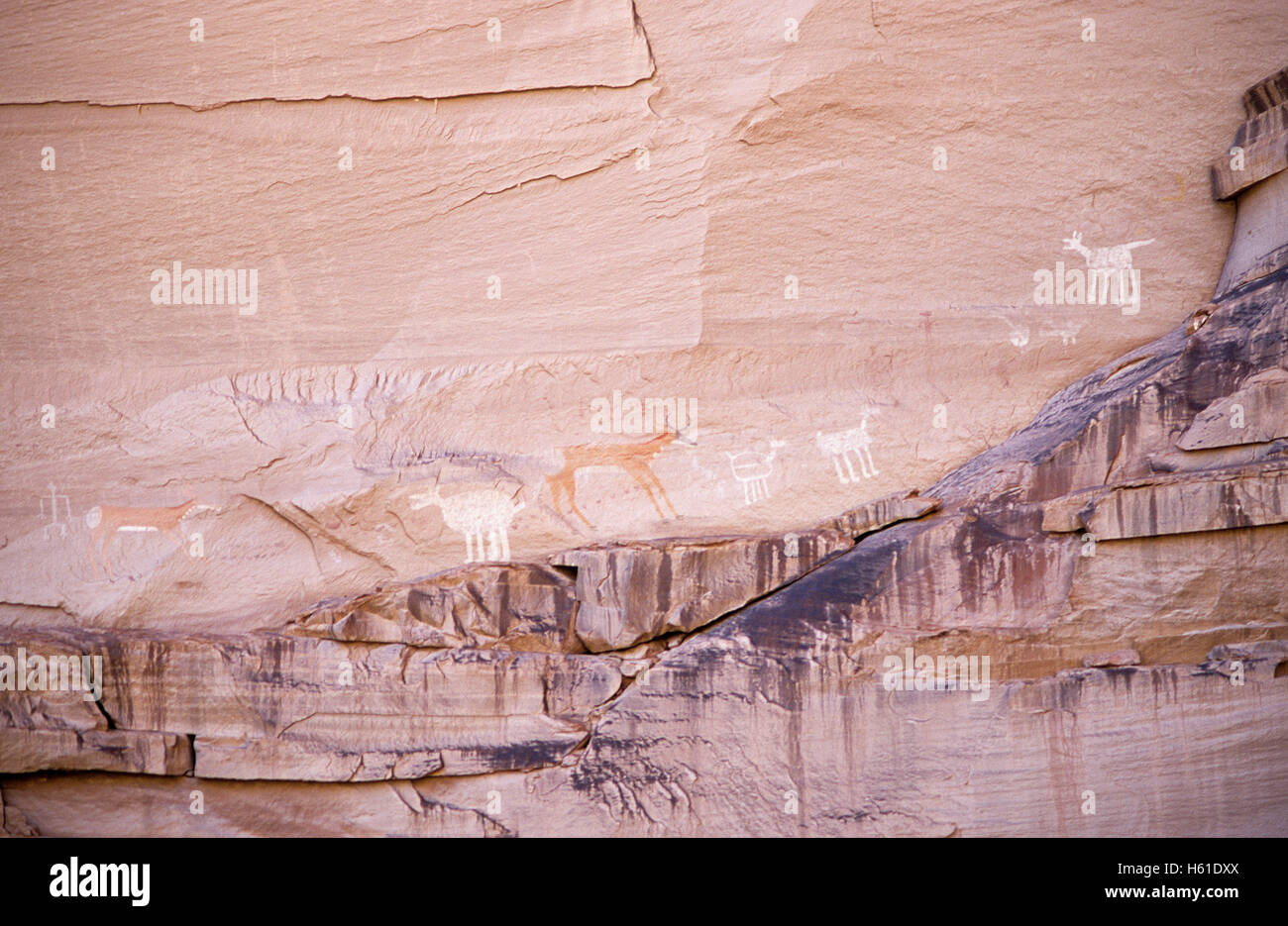 Rock art on cliff walls at Canyon de Chelly National Monument, Arizona Stock Photo