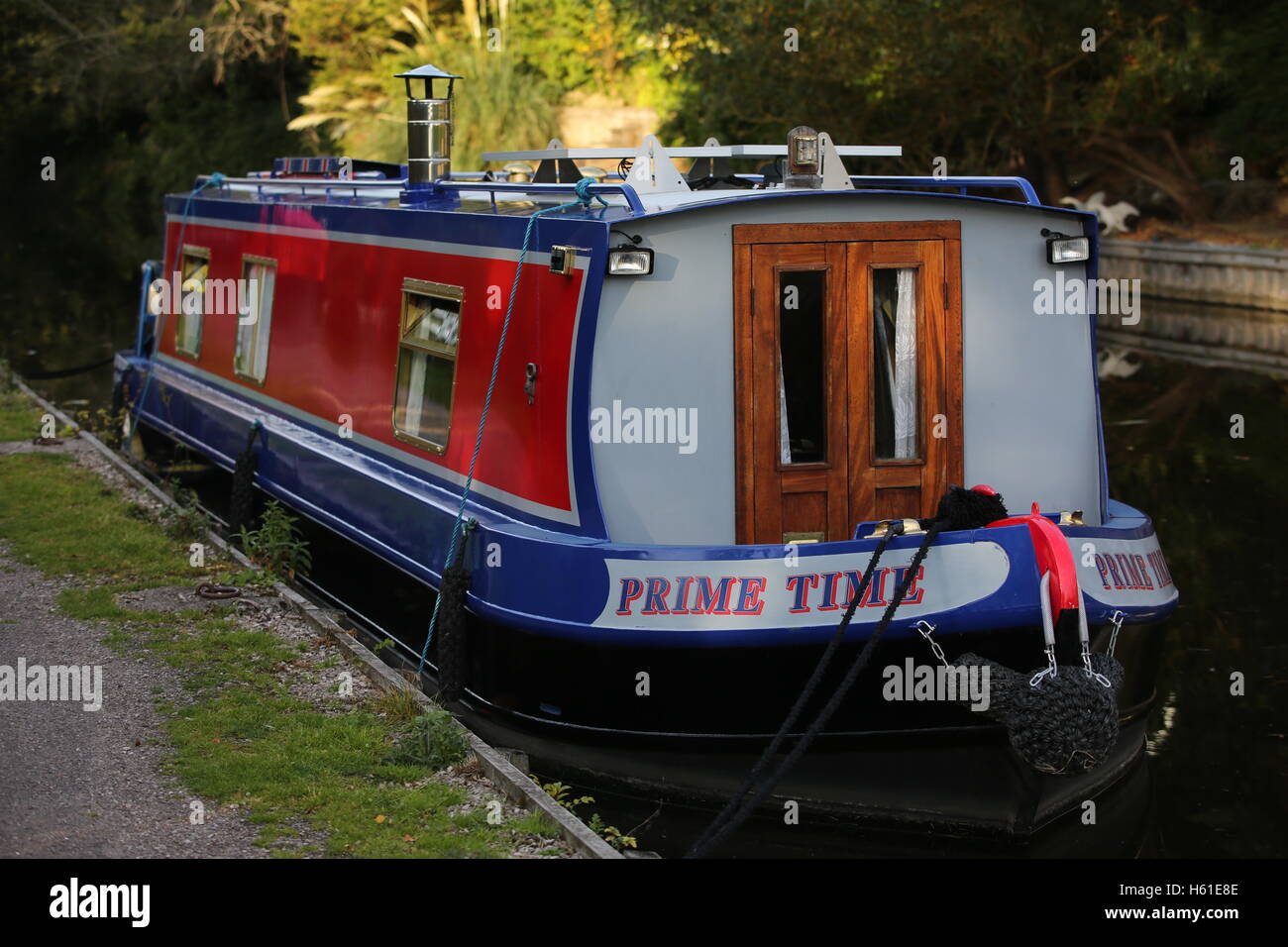 Prime Time, Canal boat, Lancaster Canal Stock Photo Alamy
