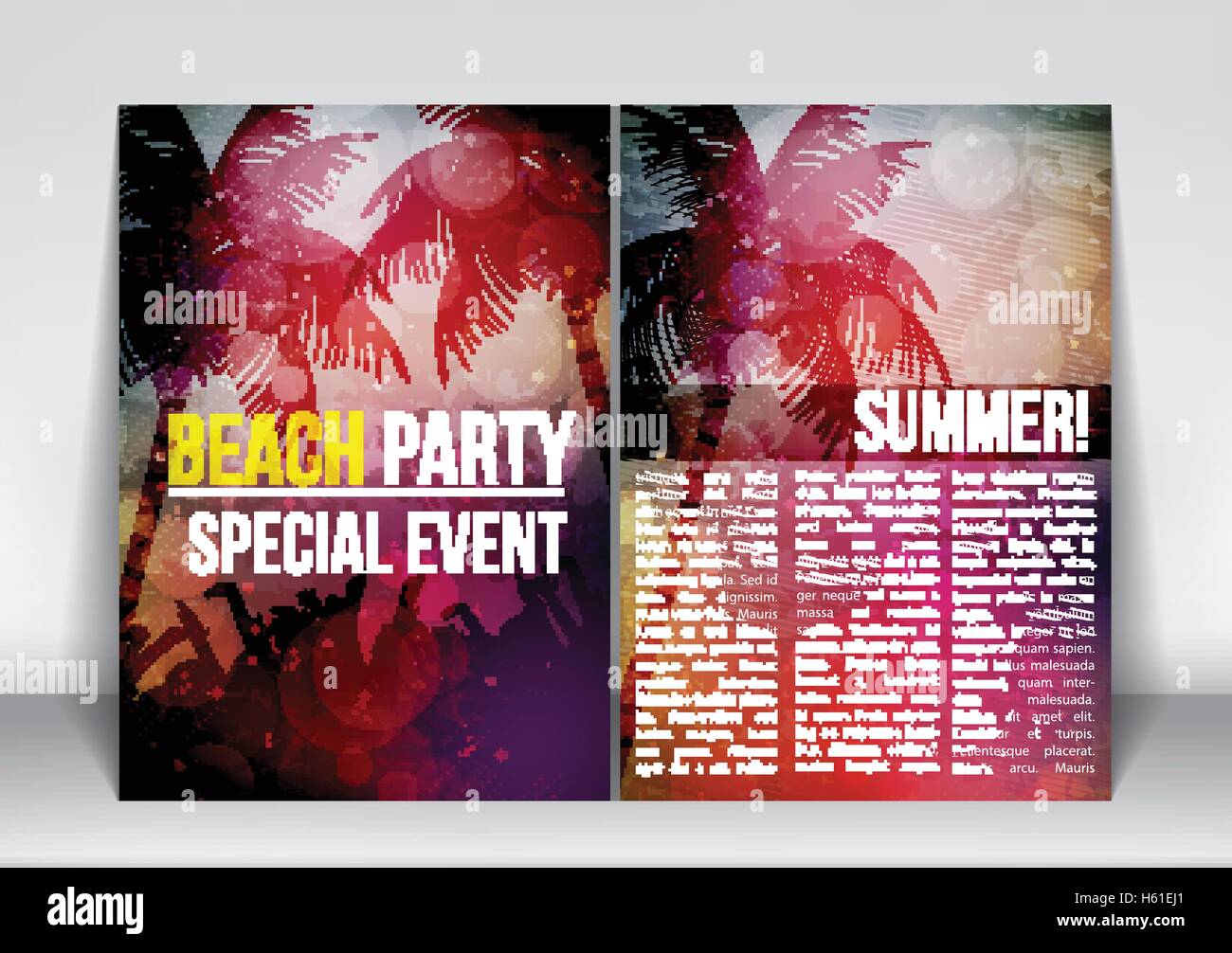 Summer Beach Party Vacation Flyer Design with Palm Trees - Vector ...