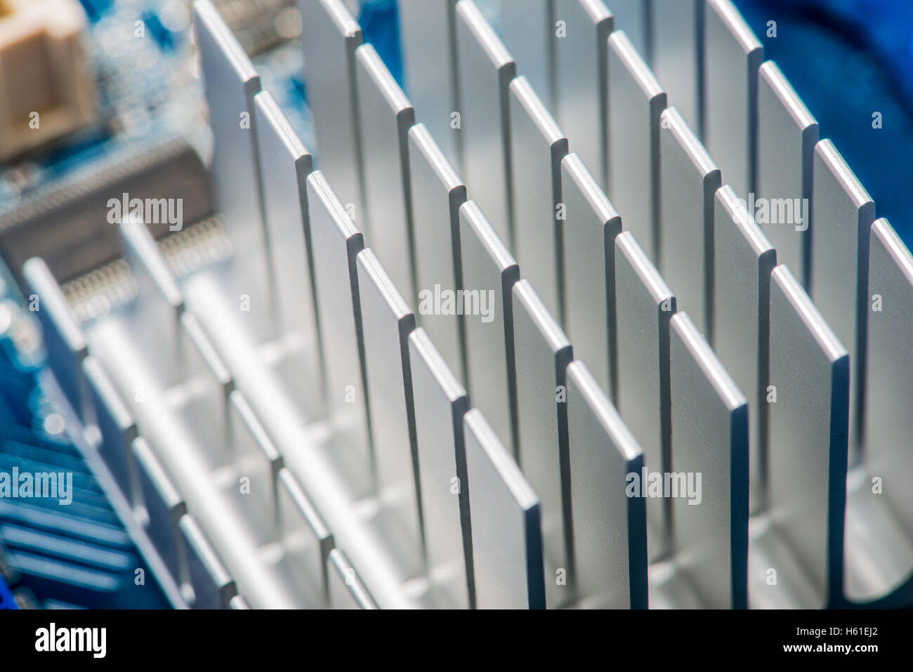 Close up of a chipset heatsink on motherboard Stock Photo Alamy