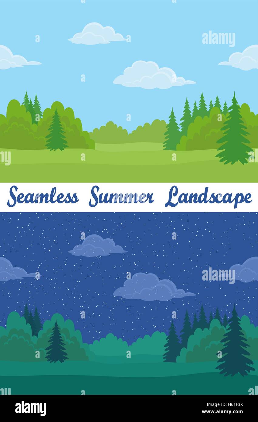 Summer Forest, Seamless Landscapes Stock Vector