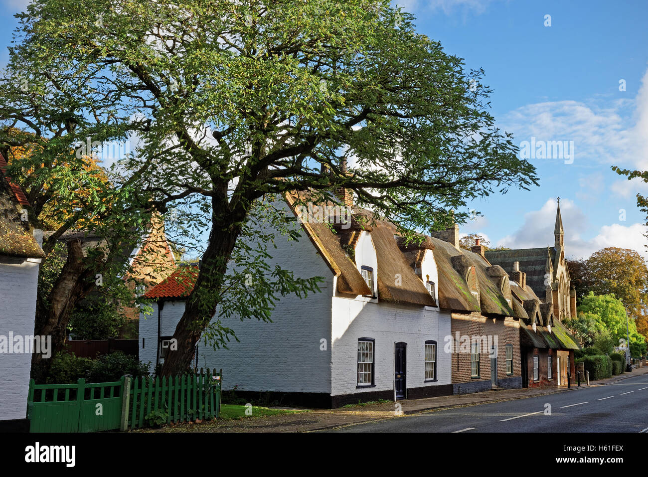 Idyllic thatched cottages in the UK market town of Alford,Lincolnshire