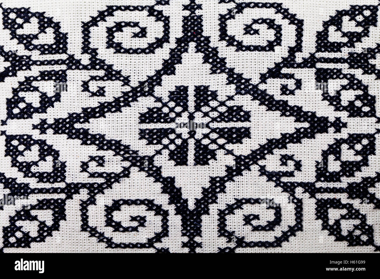 a Ukrainian embroidery pattern , black and white Stock Photo