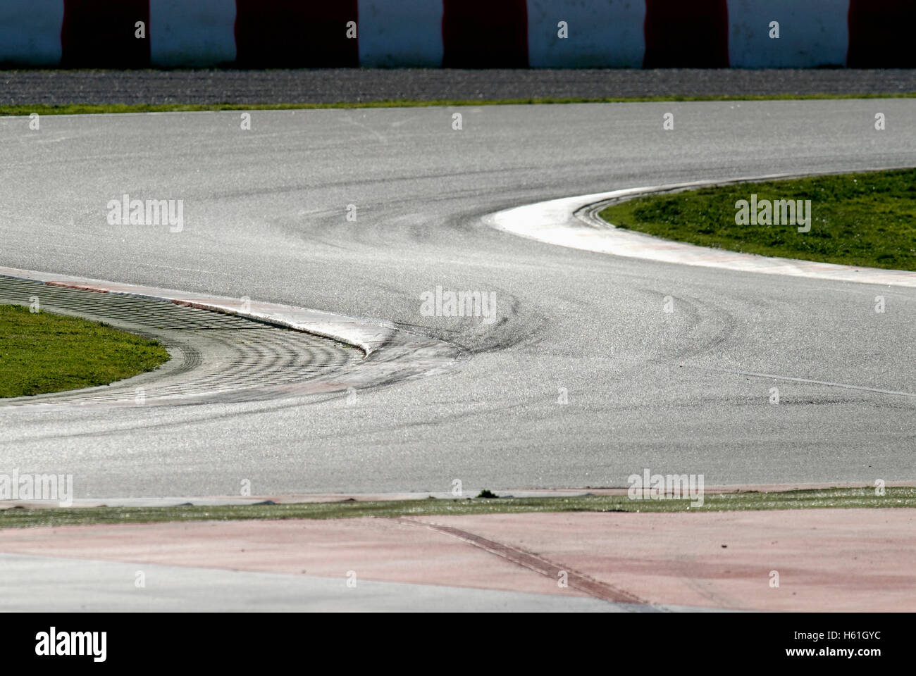 Motorsports, s-curve at the Circuit de Catalunya race track in Barcelona, Spain, Europe Stock Photo