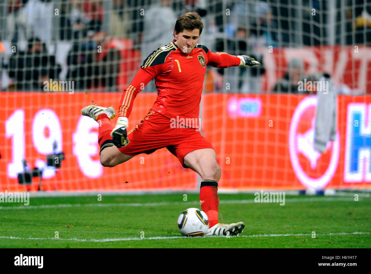 Rene Adler, international football match, Germany - Argentina 0:1, Allianz-Arena, Munich, Bavaria Stock Photo