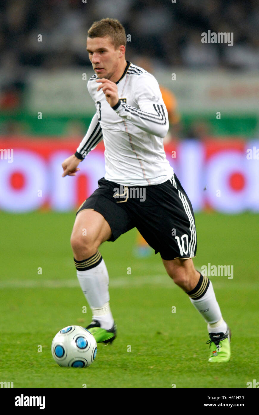 Lukas Podolski, soccer friendly game, Germany - Ivory Coast 2-2 at the Veltins-Arena in Gelsenkirchen, North Rhine-Westphalia Stock Photo
