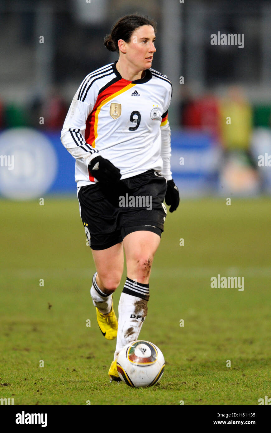 Birgit Prinz, at women's international footballmatch Germany-North Korea 3-0 in the MSV Arena in Duisburg Stock Photo