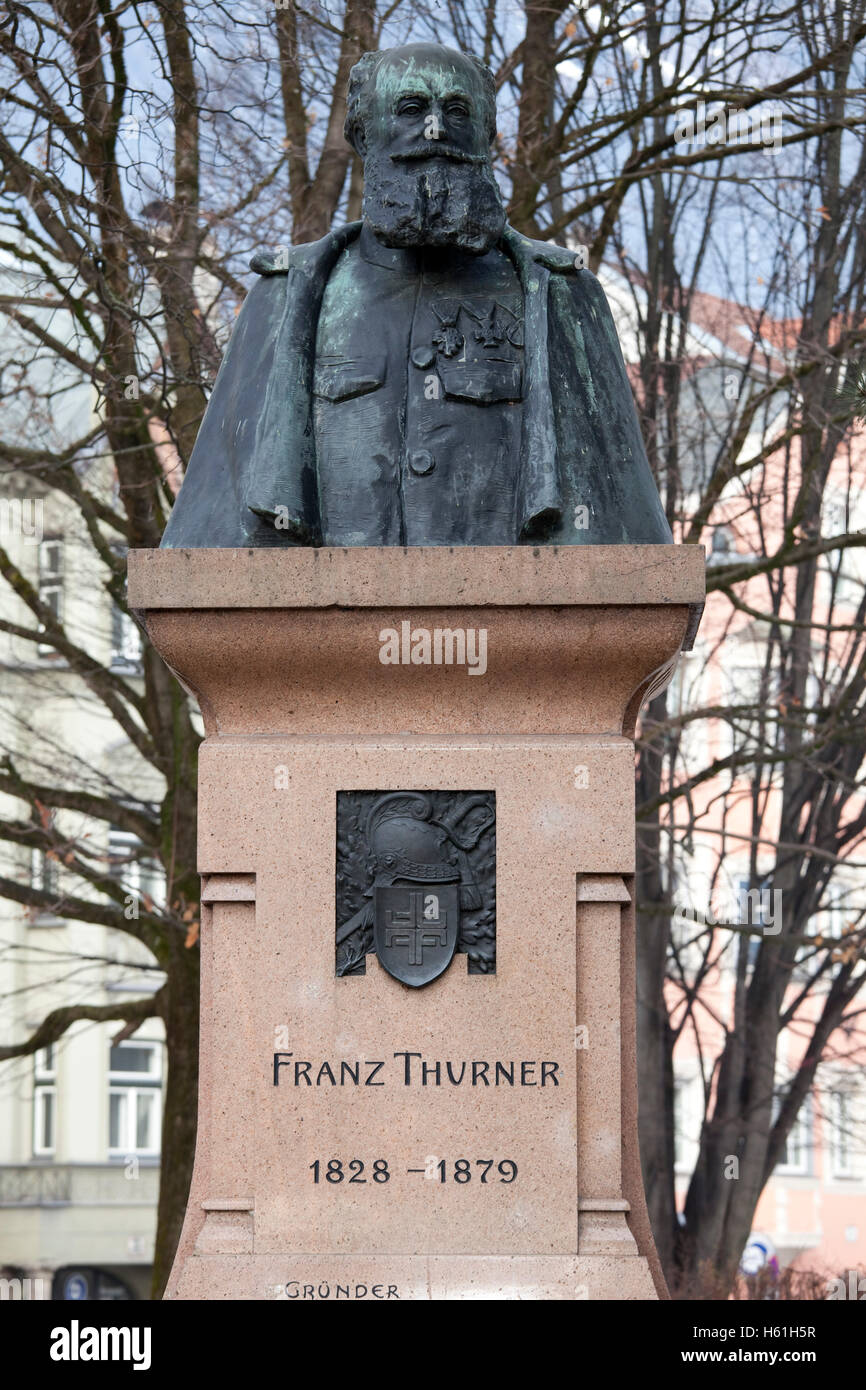 Franz Thurner, 1828-1879, founder, statue, provincial capital Innsbruck, Tyrol, Austria, Europe Stock Photo