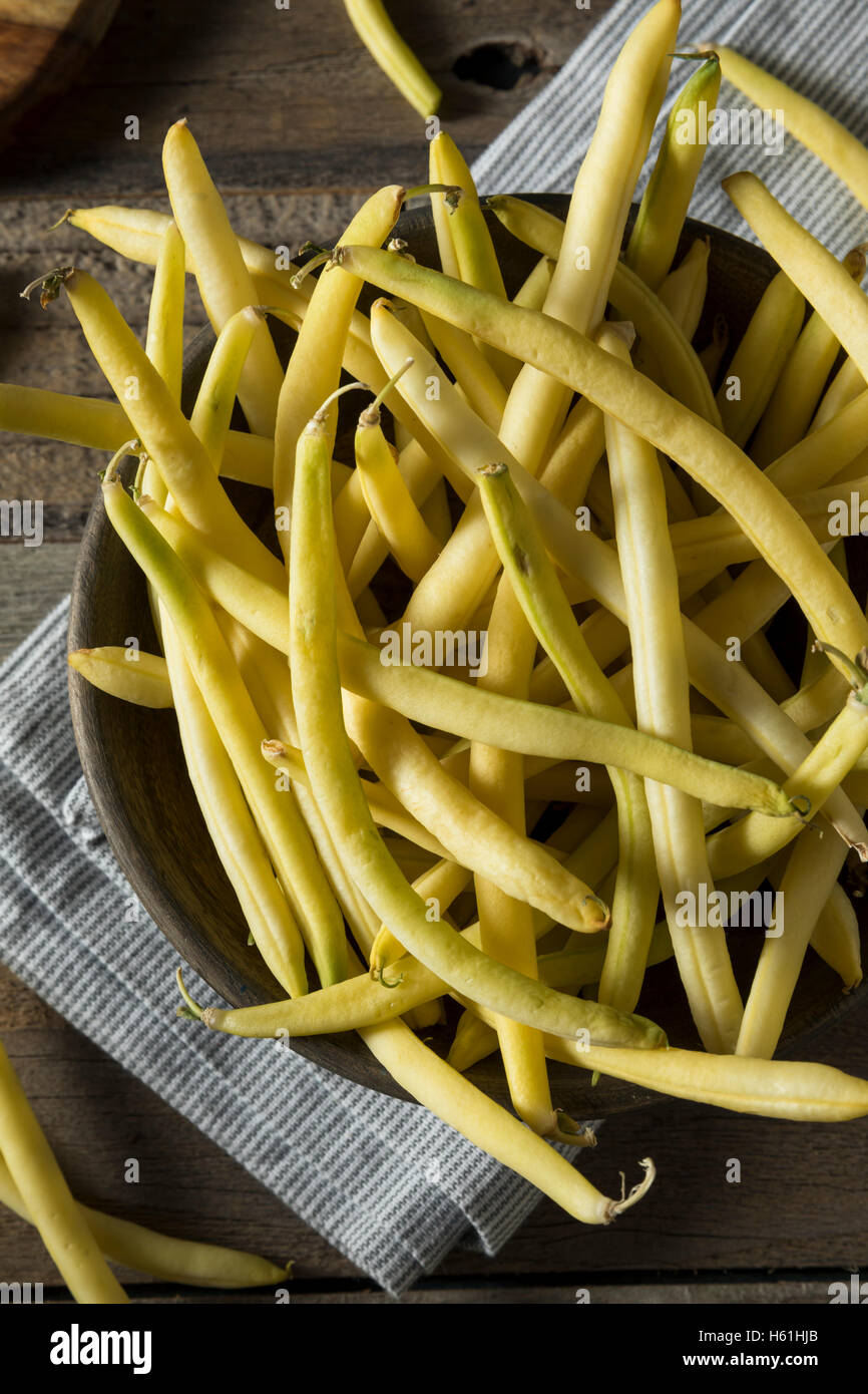 Raw Organic Yellow Wax Beans Ready to Cook Stock Photo