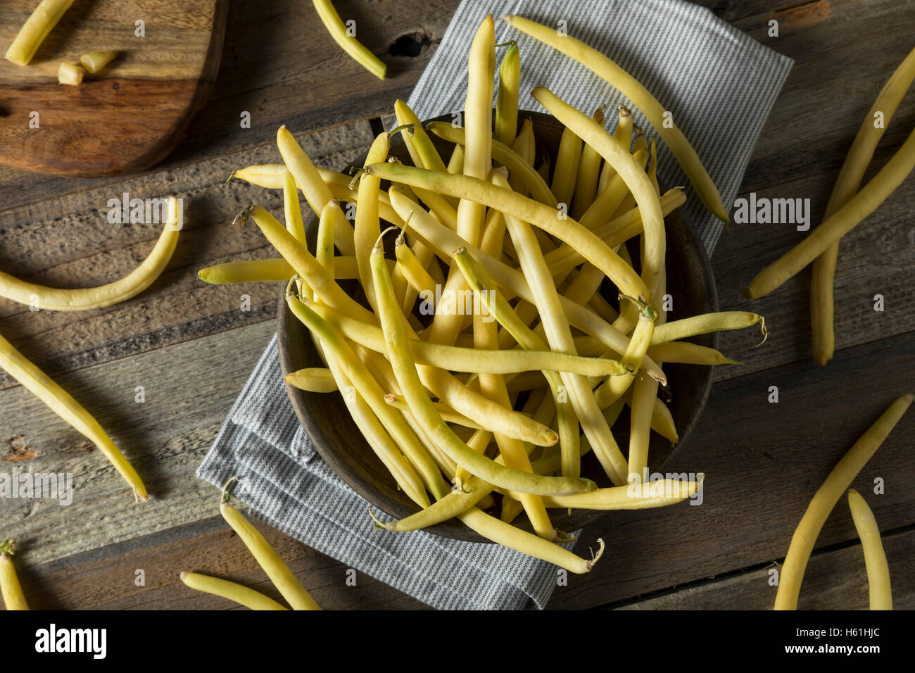 Raw Organic Yellow Wax Beans Ready to Cook Stock Photo