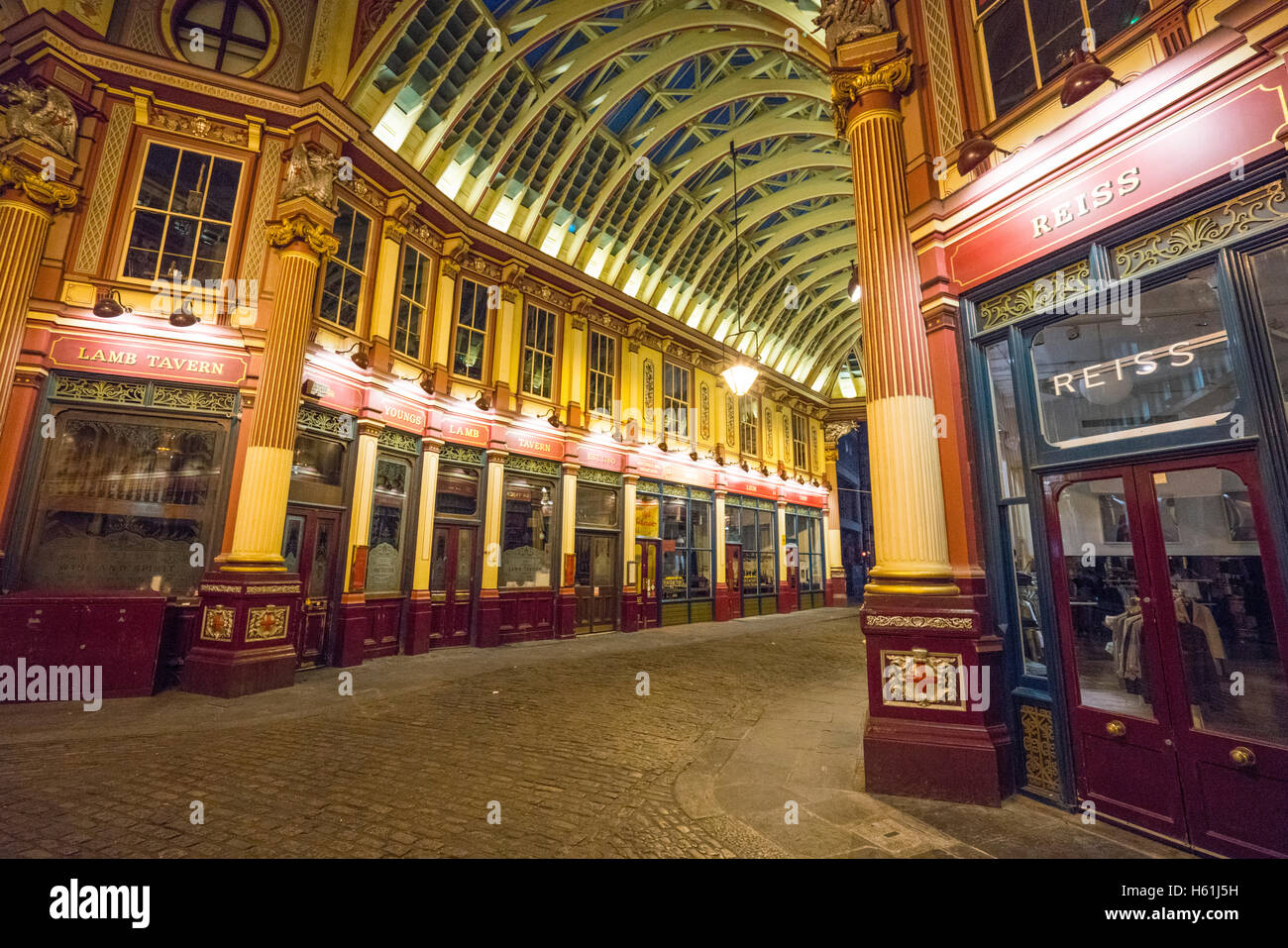 Harry Potter style lanes at famous Leadenhall Market in London Stock