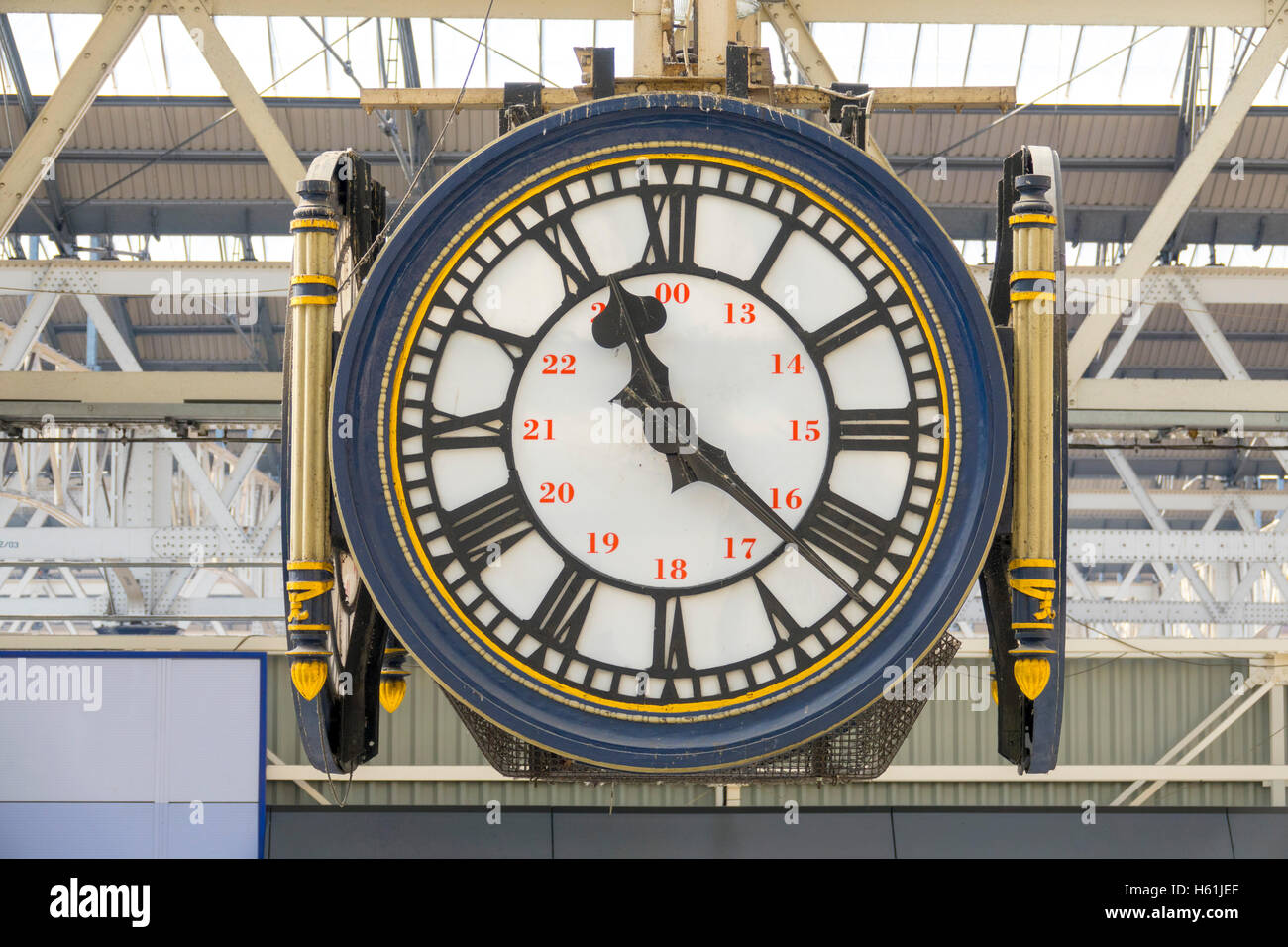 Big clock in the Entrance hall of Waterloo Station in London Stock