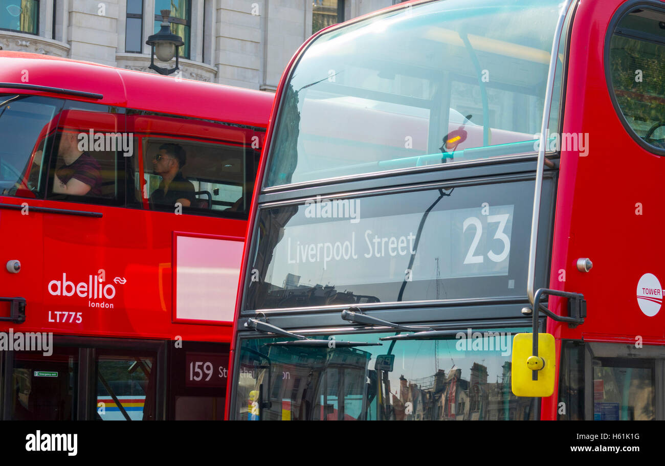 Red Buses in London - close up shot Stock Photo - Alamy
